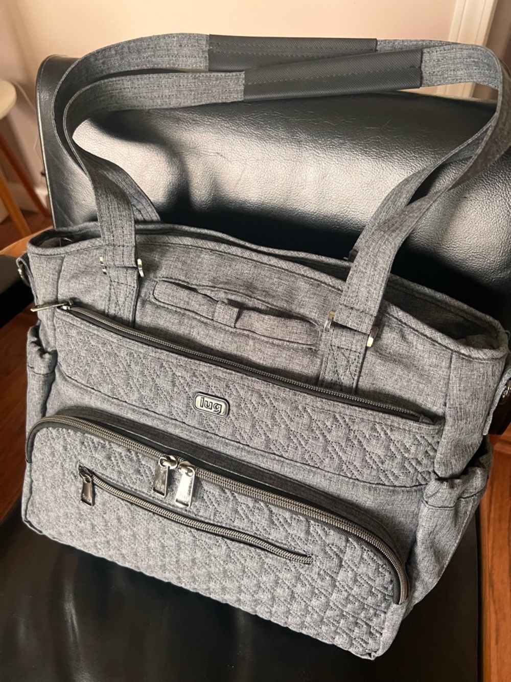 Lug Windjammer Tote Gray Quilted Travel Bag Organizer Lightweight Missing Strap - Picture 4 of 16